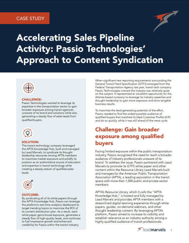 Accelerating Sales Pipeline Activity: Passio Technologies’ Approach to Content Syndication
