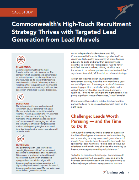 Commonwealth's High-Touch Recruitment Strategy Thrives with Targeted Lead Generation from Lead Marvels