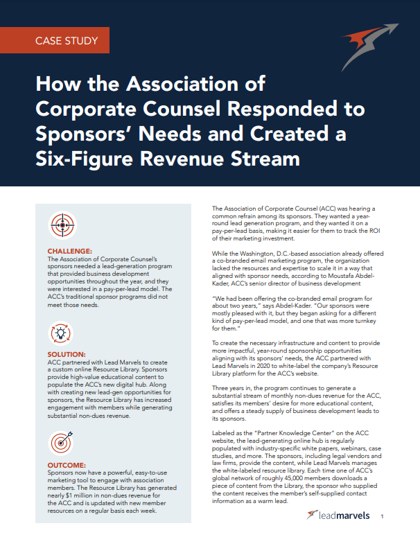 How the Association of Corporate Counsel Generated $1 Million in Non-Dues Revenue