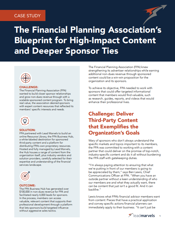 The Financial Planning Association’s Blueprint for High-Impact Content and Deeper Sponsor Ties